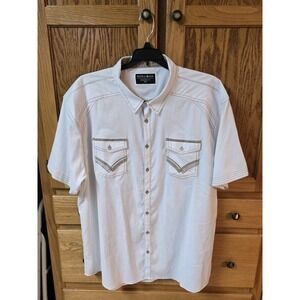 Buckle Black Label Mens 3XL Cream Button Up Athletic Fit Shirt w/ Tan Accents
